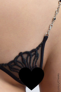 Queen of Love Deep Black - Luxury Crotchless Thong